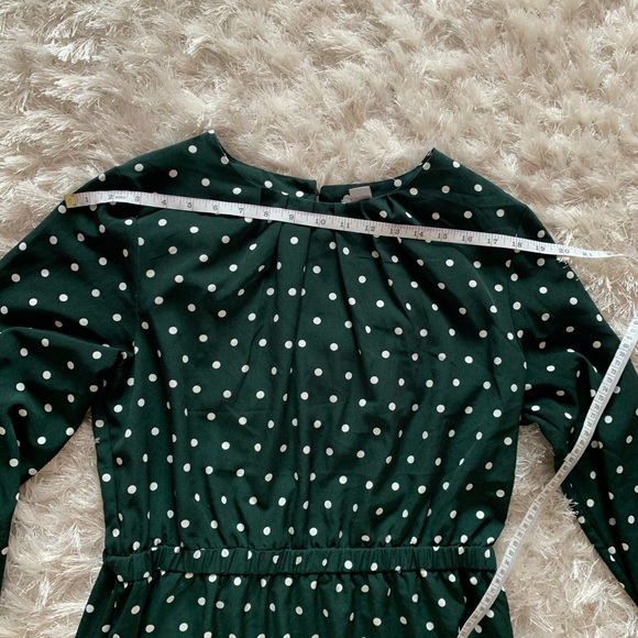H&M hunter green polka dot long sleeve dress sz 14 - Picture 5 of 9